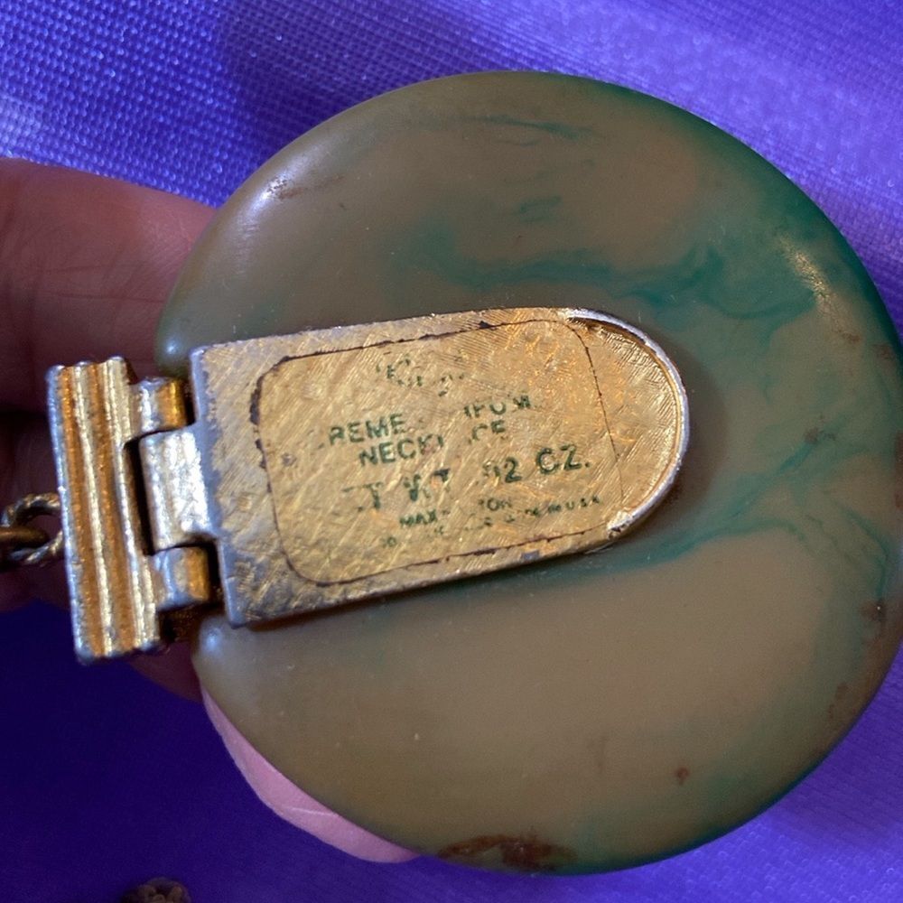 Vtg,Max Factor Solid Perfume Elegant Gold & Green… - image 6